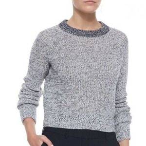 Theory Brombly Golino Cropped Knit Sweater Gray L